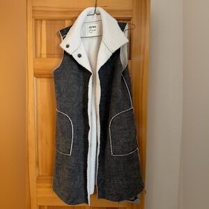 Dylan Los Angeles Faux fur shearling Women's Charcoal long Vest